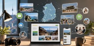 Korean-market online base camp for tourism marketing built around a Naver Blog-style digital hub