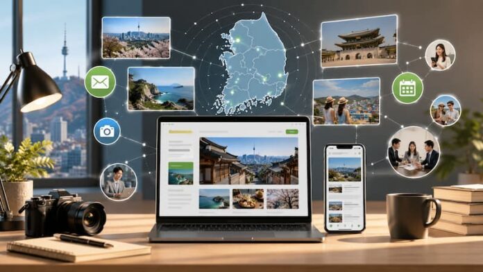 Korean-market online base camp for tourism marketing built around a Naver Blog-style digital hub