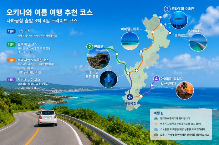 오키나와 나하에서 북부로 이어지는 여름 렌터카 여행 동선