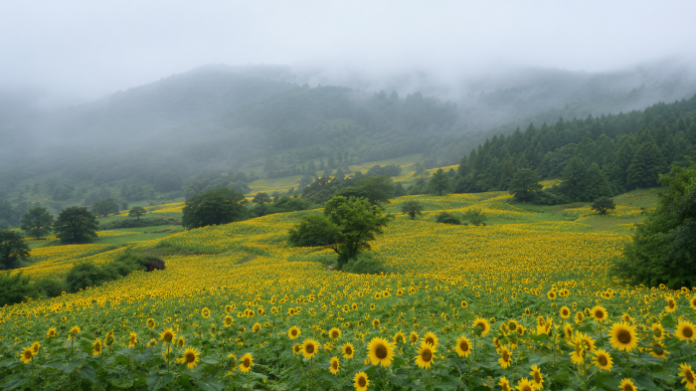 taebaek-guwau-sunflower-festival-misty-highland 안개가 내려앉은 태백 구와우마을 고원과 넓게 펼쳐진 해바라기밭