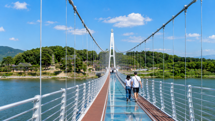 낮에 바라본 여주 남한강 출렁다리 풍경