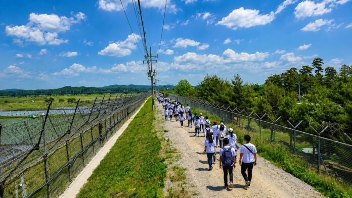 파주 DMZ 평화의 길 민통선 철책길 파주 DMZ 평화의 길 민통선 철책길을 따라 걷는 탐방객들