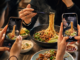 Social media creators filming food while a journalist records information at a tourism event