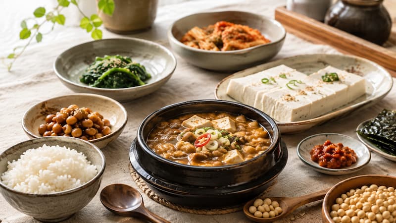 나무 숟가락에 담긴 파주 장단콩과 콩알