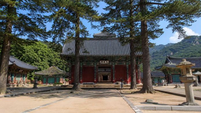 속리산 법주사 금동미륵대불과 팔상전