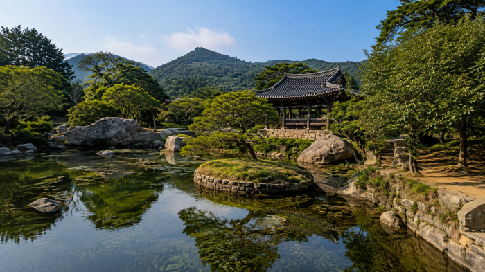 보길도 세연정 연못과 전통 정원, 산림 풍경