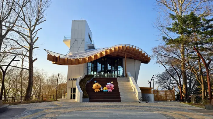 대전 보문산 큰나무 전망대 목조 외관