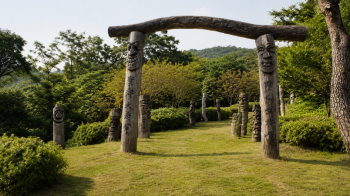 cheongju-guryongsan-jangseung-gate 청주 구룡산 장승공원 숲 입구와 목조 장승