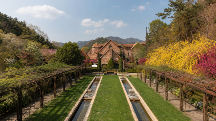 chuncheon-jade-garden-european-garden 춘천 제이드가든 유럽풍 건축물과 정형정원이 이어지는 전경