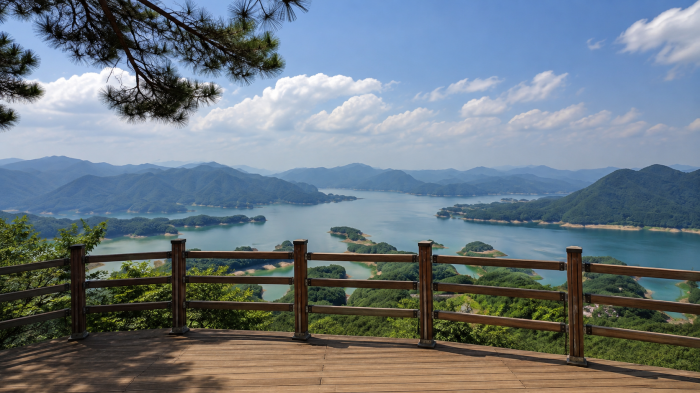 충주 악어봉 전망대와 충주호 전경