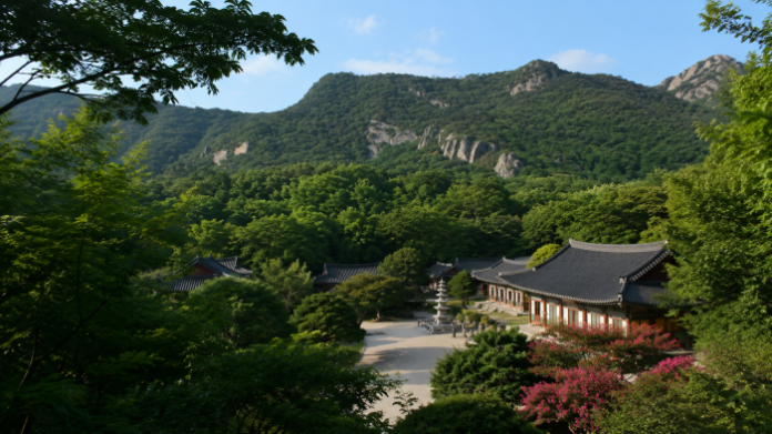 gochang-seonunsa-temple-seonunsan-summer 선운산 숲과 바위 능선 아래 자리한 고창 선운사 전경
