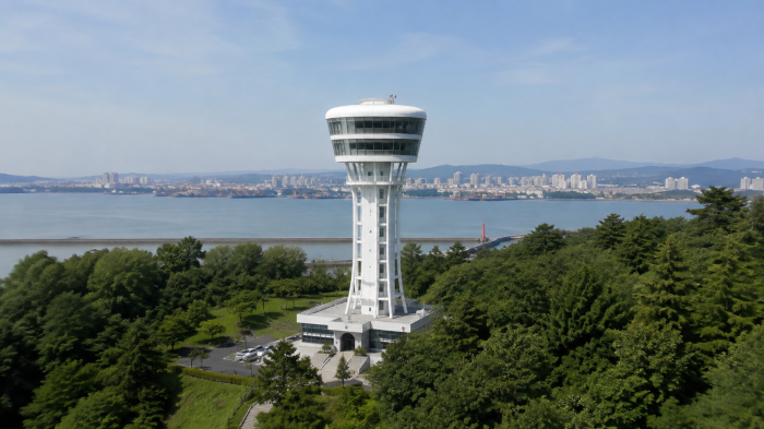 군산 월명공원 전망시설과 서해 전경