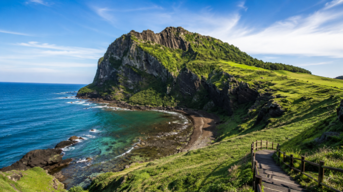 jeju-seongsan-ilchulbong-coast-cliff 제주 성산일출봉 화산절벽과 푸른 바다