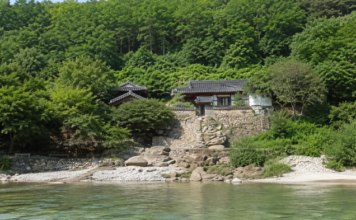 밀양 반계정, 1775년 강변 누정에 300년 배롱나무가 붉게 피는 8월 밀양 반계정 현판과 여름 배롱나무꽃