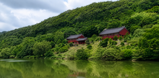 무주 적상산 사고지, 조선왕조실록을 왜 산꼭대기에 숨겼을까…300년 지킨 기록의 요새 적상호 건너 바라본 무주 적상산 사고 건물