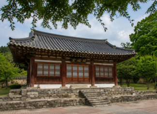 논산 노성향교, 8월이면 외삼문이 배롱꽃에 묻힌다…명재고택까지 120m 논산 노성향교 명륜당과 여름 숲