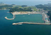 서천 홍원항 방파제와 어선이 보이는 항공 전경