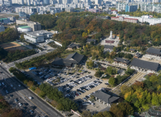 서울 봉은사, 봉은사역 135m 걸었더니 23m 미륵대불과 1200년 숲이 나온다 서울 강남 봉은사와 코엑스 일대 도심 전경