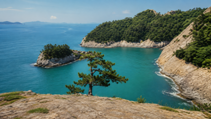 tongyeong-suudo-coastal-cliffs-trekking 통영 수우도 은박산에서 내려다본 해안 절벽과 푸른 다도해