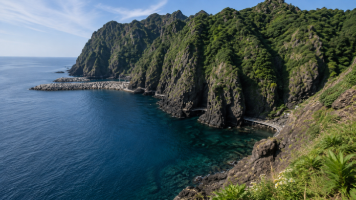 ulleungdo-haengnam-coastal-trail-overview 울릉도 행남해안산책로를 따라 이어지는 화산암 절벽과 푸른 동해
