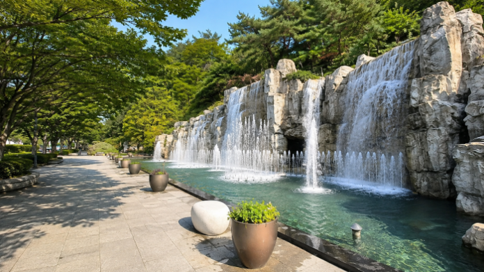 울산 태화강동굴피아 달 조형물과 암반 동굴 산책로