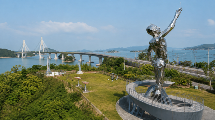완도 고금도 전망공간과 해상교량 풍경