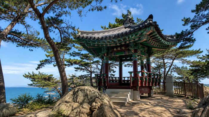 해송 사이에 자리한 양양 하조대 정자
