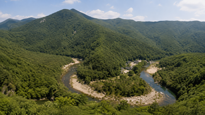 영동 백화산 자락을 굽이도는 석천과 반야사 풍경