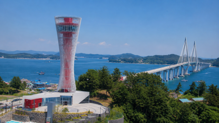 태안 영목항 전망대와 원산안면대교 여름 바다 풍경