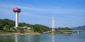 예산 예당호 전망대 70m, 무료로 올라 출렁다리와 모노레일까지 한눈에 본다 예산 예당호 전망대와 출렁다리 전경