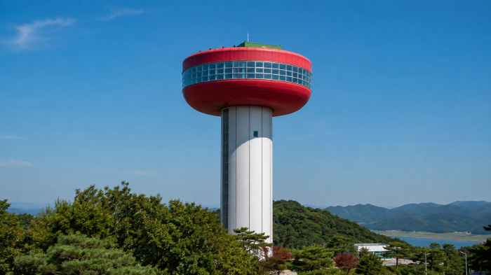 예산 사과를 형상화한 높이 70m 예당호 전망대