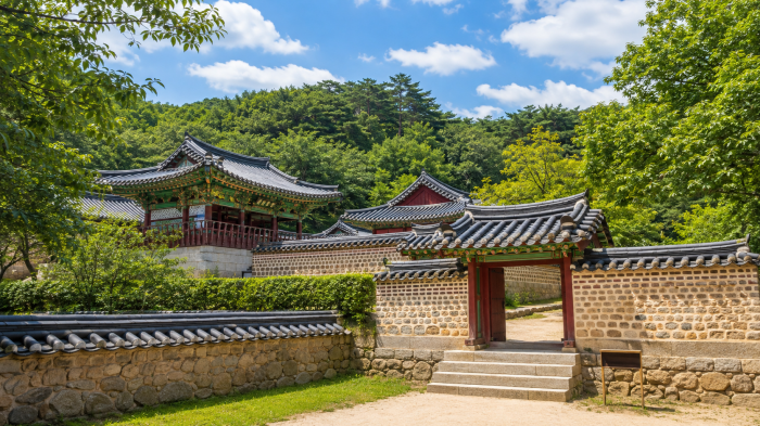 한국민속촌 기와집과 돌담 전통 건축