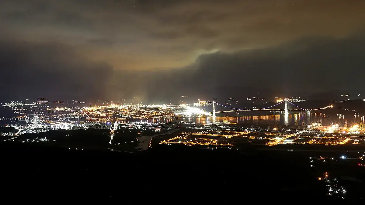 구봉산에서 바라본 광양항과 광양제철소 산업 야경