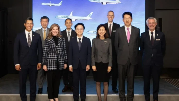 대한항공 보잉·GE 최종 계약 체결 기념행사 대한항공 보잉 103대 및 GE 엔진 구매 최종 계약 체결 기념사진