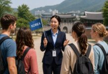 관광통역안내사가 여행상품을 만든다?…관광공사 공모전이 놓친 ‘상품의 기본’ 한국의 전통 관광지에서 외국인 관광객을 안내하는 관광통역안내사