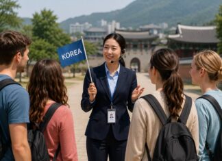 관광통역안내사가 여행상품을 만든다?…관광공사 공모전이 놓친 ‘상품의 기본’ 한국의 전통 관광지에서 외국인 관광객을 안내하는 관광통역안내사