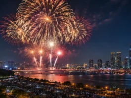 서울세계불꽃축제 2026, 불꽃은 무료인데 ‘명당’은 600만원…100만 인파가 만든 관람경제 한강과 서울 도심 위로 불꽃이 펼쳐지는 서울 불꽃축제 이미지
