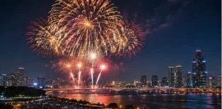 서울세계불꽃축제 2026, 불꽃은 무료인데 ‘명당’은 600만원…100만 인파가 만든 관람경제 한강과 서울 도심 위로 불꽃이 펼쳐지는 서울 불꽃축제 이미지