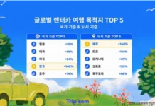 “제주 148%, 국내여행 194% 폭증”… 여행객들 기차 내려 렌터카 탄다 트립닷컴 글로벌 렌터카 여행 목적지 국가·도시 TOP5 인포그래픽